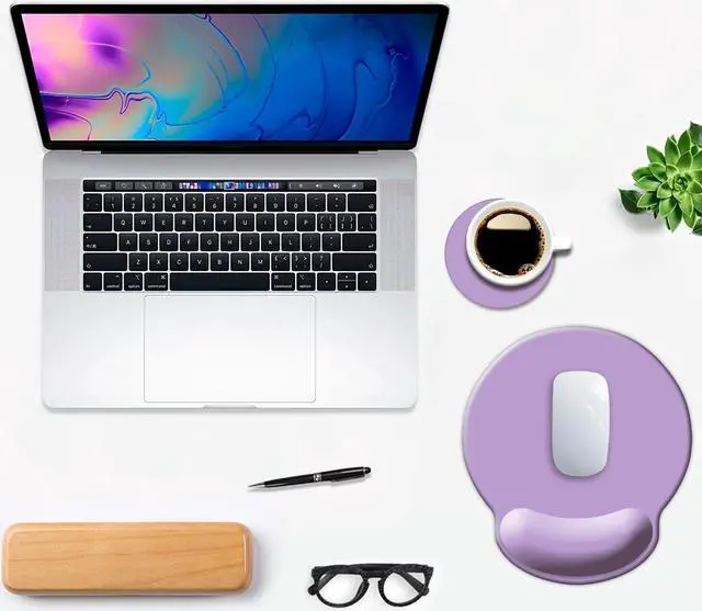Alt view image 7 of 7 - Ergonomic Mouse Pad with Wrist Support Cute Wrist Pad with Non-Slip Rubber Base for Computer Laptop Home Office Gaming Working Easy Typing & Pain Relief Clove Purple