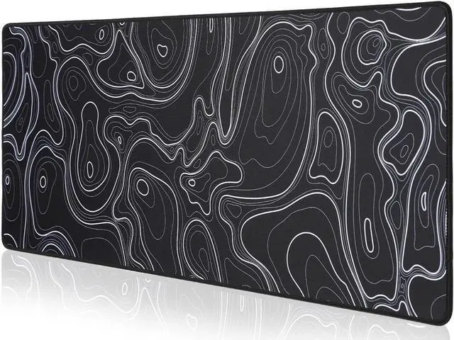 Main image of Topographic Map Waterproof Mouse Pad - Extended Contour Mouse Mat for Home and Office Large Gaming Mousepad Laptop Keyboard Mat with Non-Slip Rubber Base Stitched Edges (31.50x15.75x0.12)