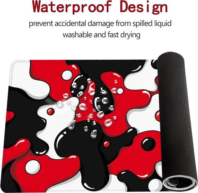 Alt view image 5 of 7 - ? Gaming Mouse Pad for Desk Large Cute Mousepad Laptop Japanese Geometric Red Anime Mouse Mat Long XXL Waterproof Keyboard Pads Big Non-Slip Mouse Pads for Game Office Home31.5 x 15.7 in