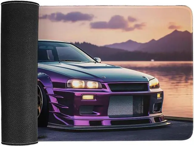 Alt view image 3 of 7 - JDM Car R34 Large Mouse Pad Japanese Car Purple Sea Cool Desk Mat Computer Accessories Gaming Office Organizers Supplies Decor Essentials Keyboard Pads for Desk Rubber 30x60cm