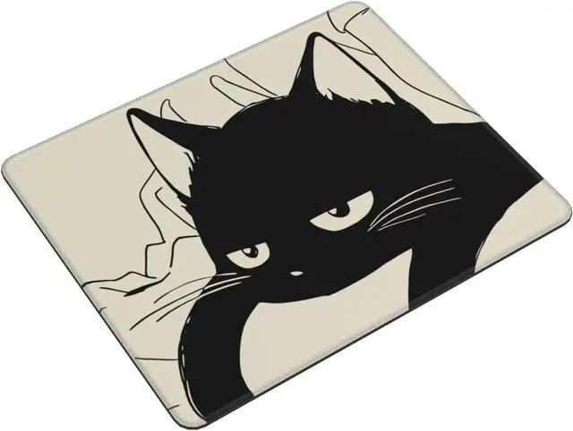 Alt view image 2 of 5 - Black Cat Mouse Pad Cute Anime Kawaii Mouse Pads for Wireless Mouse Small Office Computer Mousepad for Desk Laptop with Non-Slip Rubber Base Mouse Mat Sleepy Cat