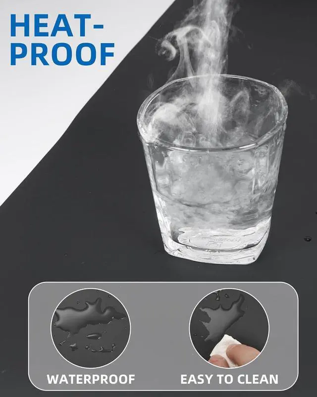 Alt view image 3 of 7 - Non-Slip Desk Pad,Mouse Pad,Waterproof PU Leather Desk Protector,Ultra Thin Large Desk Blotter,Waterproof Keyboard mat for Office/Home/Decor(Black 23.6" x 13")