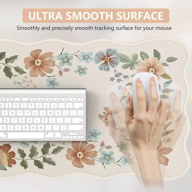 Alt view image 3 of 7 - Desk Mat Desk Matt for Desktop Cute Desk Pad Mat XXL Large Mouse Pad for Desk Anti-Slip Big Mousepad with Stitched Edges Keyboard Pad Mouse Mat for Computer(Beige)