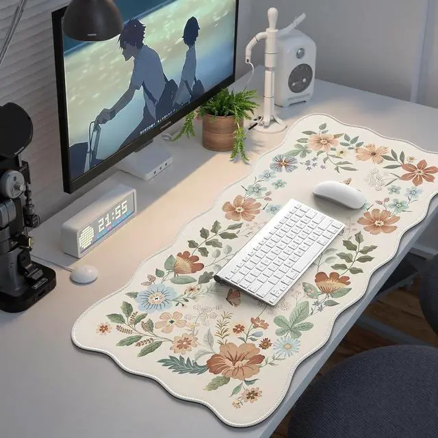 Alt view image 7 of 7 - Desk Mat Desk Matt for Desktop Cute Desk Pad Mat XXL Large Mouse Pad for Desk Anti-Slip Big Mousepad with Stitched Edges Keyboard Pad Mouse Mat for Computer(Beige)