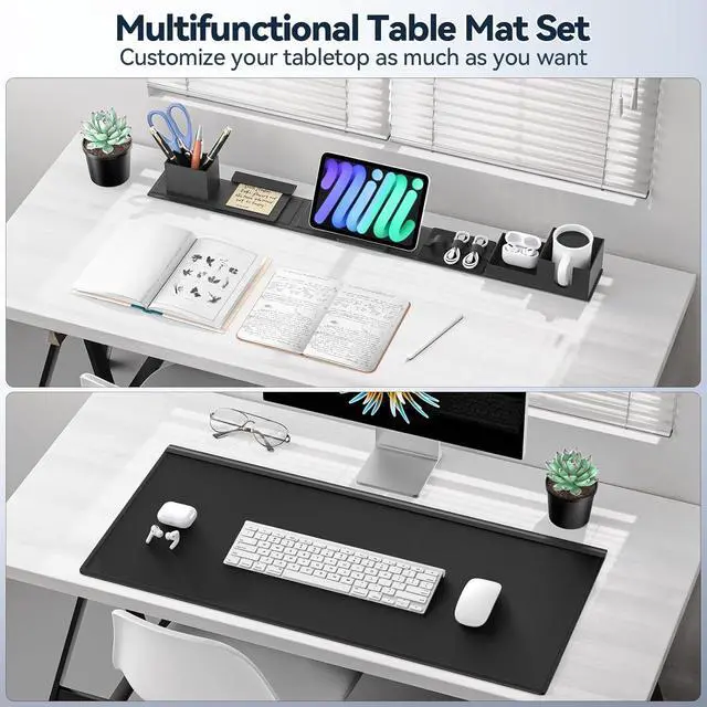 Alt view image 4 of 7 - Desk Pad and Organizer Set 6 in 1 Mouse Mat with Magnetic Desktop Storage Accessories DIY Feature for Phone and Tablet Stand/Cup Holder/Card Holder/Pen Holder/Cable Management for Office and Home