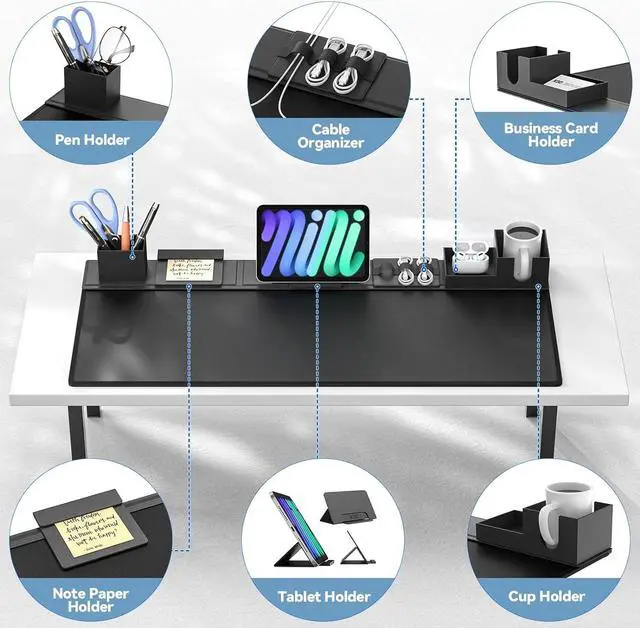 Alt view image 2 of 7 - Desk Pad and Organizer Set 6 in 1 Mouse Mat with Magnetic Desktop Storage Accessories DIY Feature for Phone and Tablet Stand/Cup Holder/Card Holder/Pen Holder/Cable Management for Office and Home