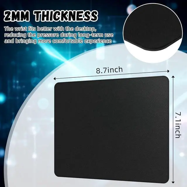 Alt view image 2 of 7 - 20 Pack Mouse Pad Bulk Computer Mouse Pad Gaming Mouse Pad for Computers Laptop Office Home with Non Slip Rubber Base (Black 7.09 x 8.66 Inch)