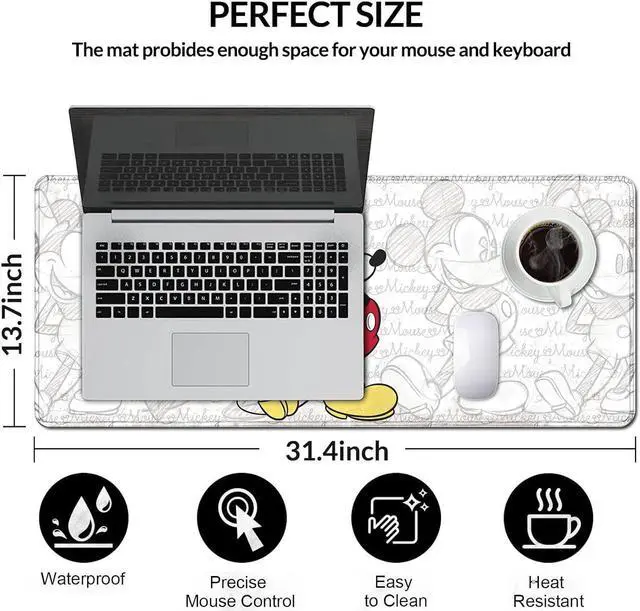 Alt view image 6 of 7 - Mouse Pad Cute Sketch Design Stitched Edge Mousepad Non-Slip Rubber Desk Pad Funny Table Mat for Gaming and Gift(13.8 x 31.5 Inch)