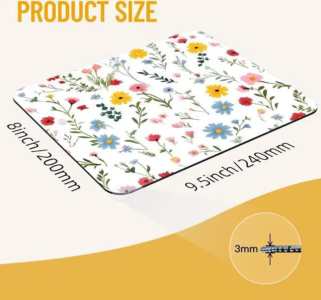 Alt view image 2 of 7 - Cute Mouse Pad Computer Kawaii Mousepad Floral Aesthetic Flower Girly Women Design Kids Girls Teen Pretty Modern White Colorful Decorative Art Small Office Mouse Mat for Laptop