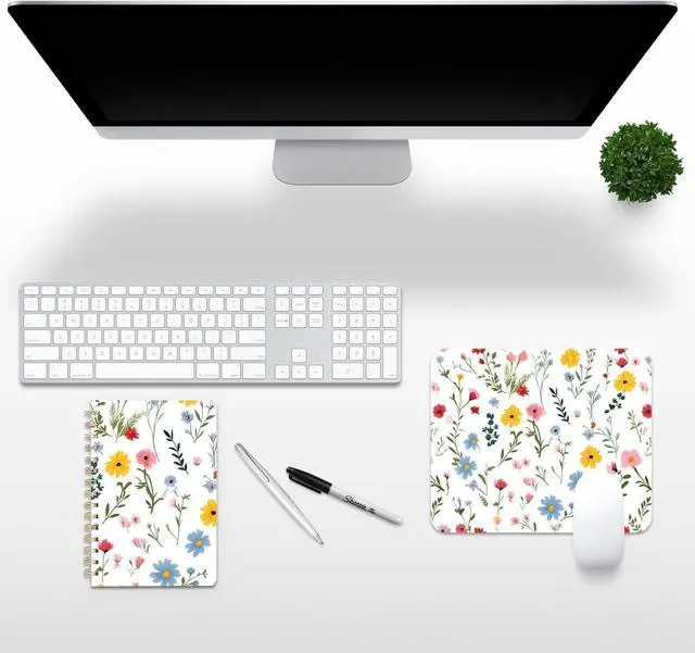 Alt view image 7 of 7 - Cute Mouse Pad Computer Kawaii Mousepad Floral Aesthetic Flower Girly Women Design Kids Girls Teen Pretty Modern White Colorful Decorative Art Small Office Mouse Mat for Laptop