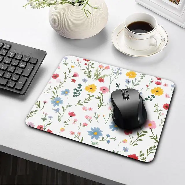 Alt view image 5 of 7 - Cute Mouse Pad Computer Kawaii Mousepad Floral Aesthetic Flower Girly Women Design Kids Girls Teen Pretty Modern White Colorful Decorative Art Small Office Mouse Mat for Laptop