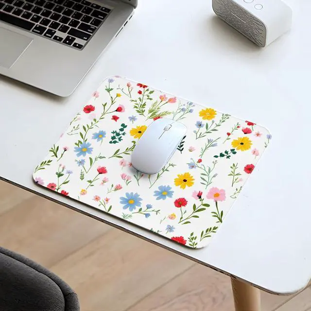 Alt view image 6 of 7 - Cute Mouse Pad Computer Kawaii Mousepad Floral Aesthetic Flower Girly Women Design Kids Girls Teen Pretty Modern White Colorful Decorative Art Small Office Mouse Mat for Laptop
