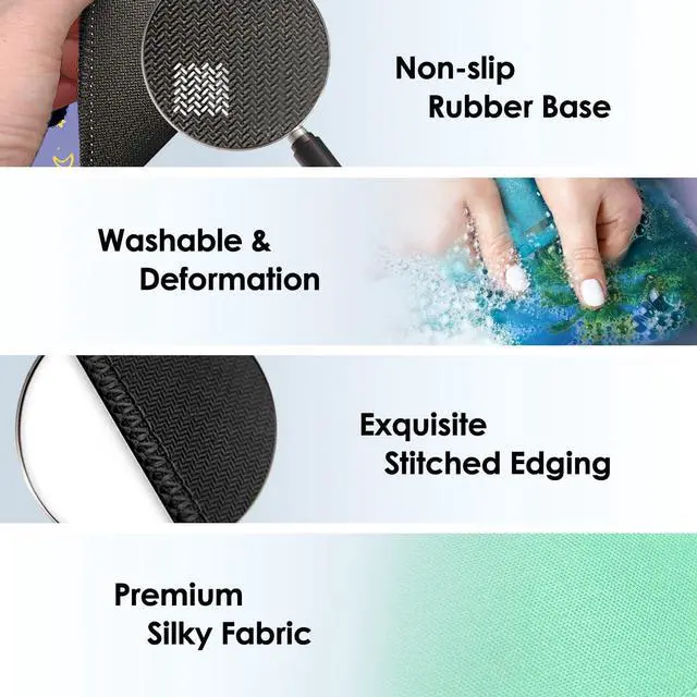 Alt view image 5 of 6 - Square Mouse Pad with Stitched Edge Premium Mousepad Washable Cloth. Computer Mouse Pad with Non-Slip Rubber Base Mouse Pads for Computers Laptop Mouse 9.25x7.75x0.12 inch-Flower I