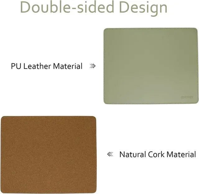 Alt view image 2 of 7 - Leather Mouse Pad - Wood Mouse Pad with Stitched Edge PU Non-Slip Mouse Pad Double Side Mousepad Waterproof Gaming Mouse Pad for Computers Laptop Office & Home 10.2 x 8.3 (Matcha Green)