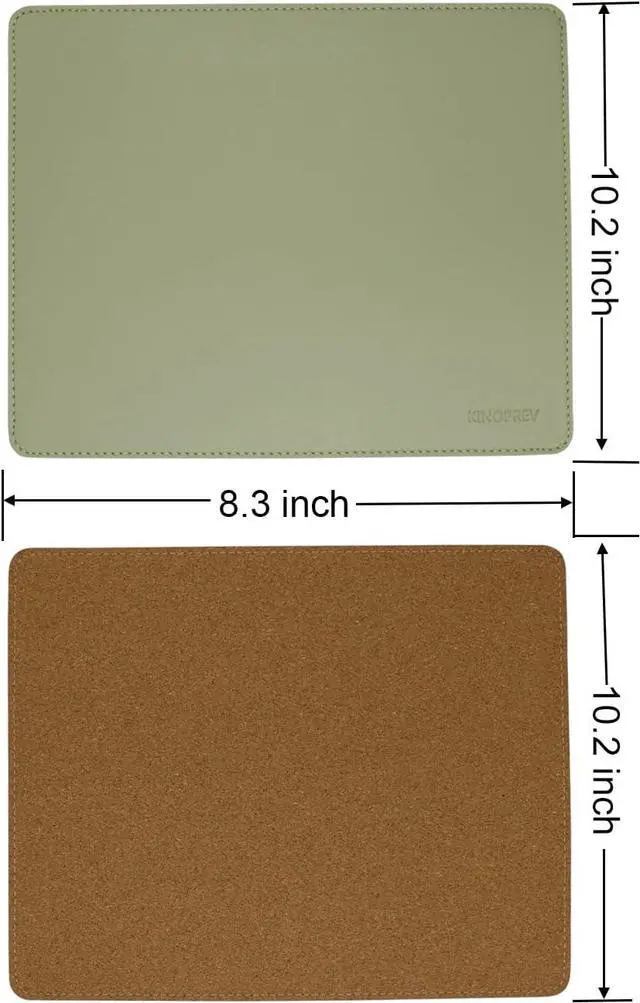 Alt view image 3 of 7 - Leather Mouse Pad - Wood Mouse Pad with Stitched Edge PU Non-Slip Mouse Pad Double Side Mousepad Waterproof Gaming Mouse Pad for Computers Laptop Office & Home 10.2 x 8.3 (Matcha Green)