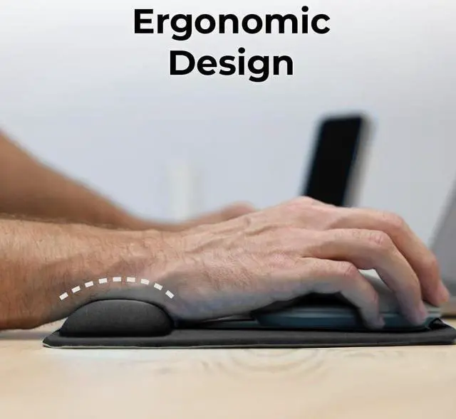 Alt view image 3 of 7 - Ergonomic Mouse Pad Wrist Support - Comfortable Mouse Pad Wrist Rest - Wrist Relief Gel Mousepad - Non-Slip Base Aesthetic Mousepad for Gaming Home Office - Perfect for Computer Laptop