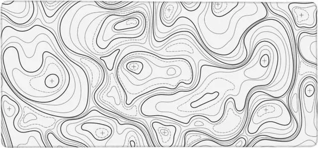 Main image of Large Gaming Mouse Pad White Topographic Contour Mouse Pad with Stitched Edges & Nonslip Rubber Base Extended XXL Long Mousepad Big Desk Mat for Company Office Work 35.4 x 15.7 in