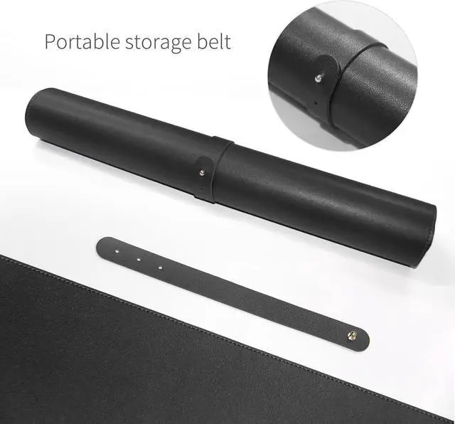 Alt view image 4 of 7 - Dual-Sided Mouse Pad Natural Cork & PU Leather Large Desk Pad for Office and Home Work Desk Protector Non-Slip Waterproof Easy Clean (Black 36x17)