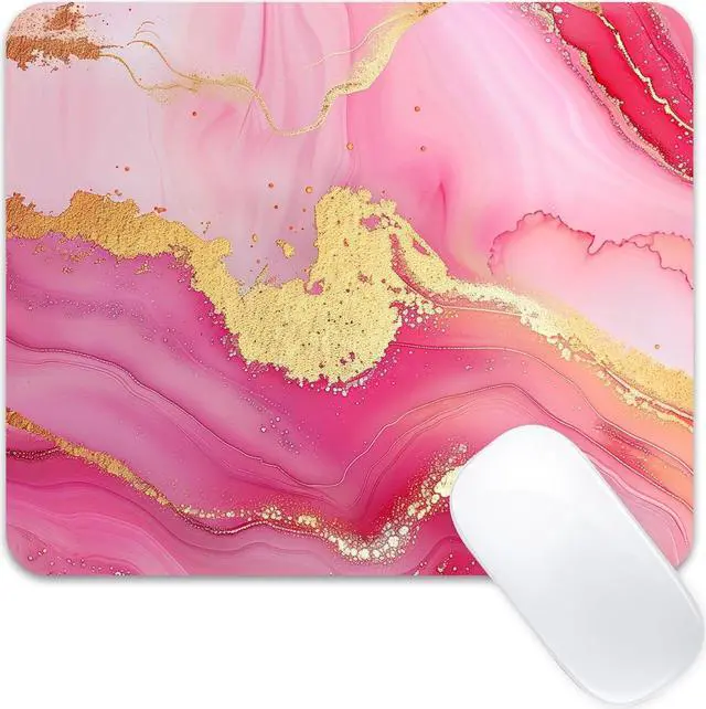 Main image of Cute Mouse Pad Computer Pink Kawaii Mousepad Aesthetic Rose Gold Girly Marble Women Design Kids Girls Teen Pretty Modern Colorful Decorative Art Small Office Mouse Mat for Laptop