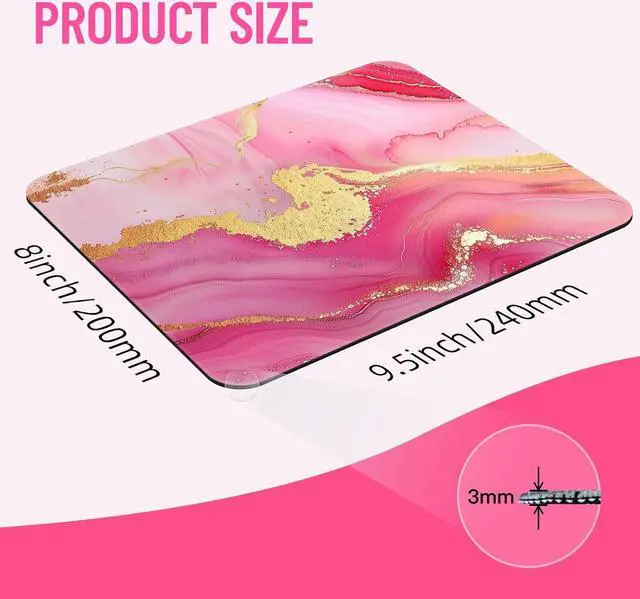 Alt view image 2 of 7 - Cute Mouse Pad Computer Pink Kawaii Mousepad Aesthetic Rose Gold Girly Marble Women Design Kids Girls Teen Pretty Modern Colorful Decorative Art Small Office Mouse Mat for Laptop