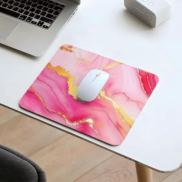 Alt view image 6 of 7 - Cute Mouse Pad Computer Pink Kawaii Mousepad Aesthetic Rose Gold Girly Marble Women Design Kids Girls Teen Pretty Modern Colorful Decorative Art Small Office Mouse Mat for Laptop