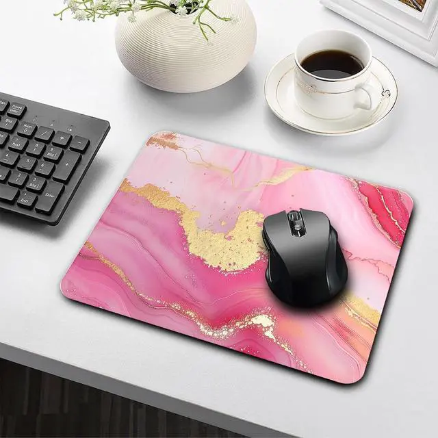 Alt view image 5 of 7 - Cute Mouse Pad Computer Pink Kawaii Mousepad Aesthetic Rose Gold Girly Marble Women Design Kids Girls Teen Pretty Modern Colorful Decorative Art Small Office Mouse Mat for Laptop
