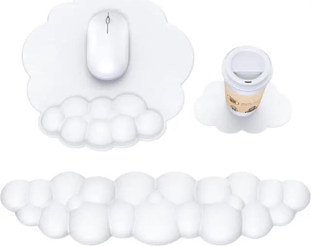 Main image of Cloud Mouse Pad with Wrist Rest Cloud Keyboard Wrist Rest Mouse Pad Wrist Support Ergonomic Keyboard Mouse Wrist Support White