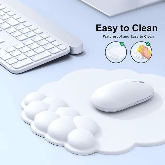 Alt view image 4 of 7 - Cloud Mouse Pad with Wrist Rest Cloud Keyboard Wrist Rest Mouse Pad Wrist Support Ergonomic Keyboard Mouse Wrist Support White