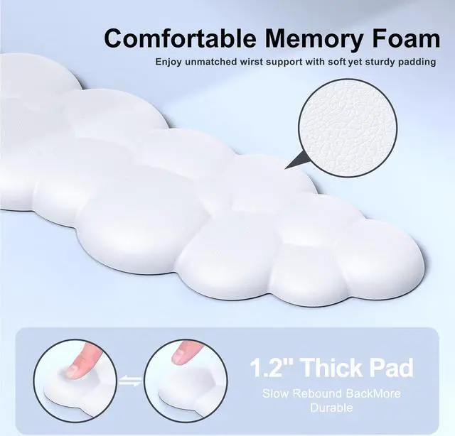 Alt view image 5 of 7 - Cloud Mouse Pad with Wrist Rest Cloud Keyboard Wrist Rest Mouse Pad Wrist Support Ergonomic Keyboard Mouse Wrist Support White