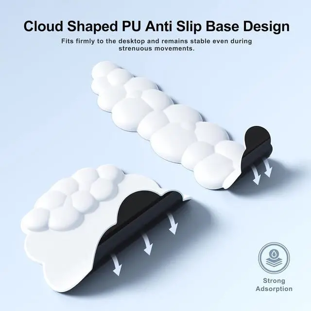 Alt view image 7 of 7 - Cloud Mouse Pad with Wrist Rest Cloud Keyboard Wrist Rest Mouse Pad Wrist Support Ergonomic Keyboard Mouse Wrist Support White