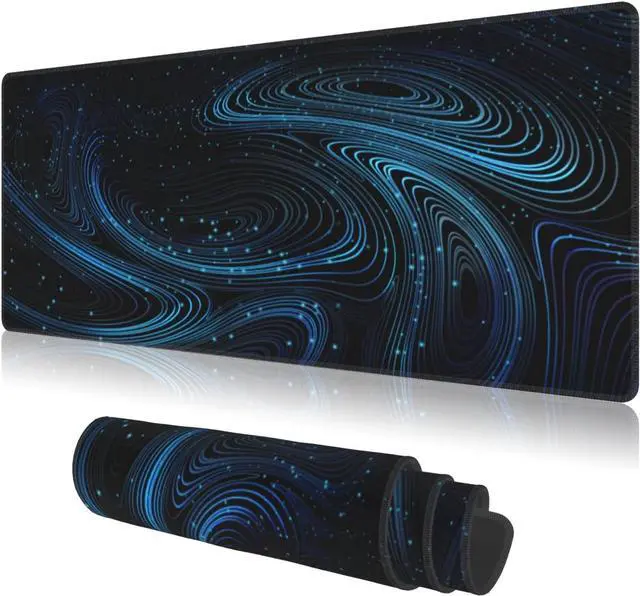 Main image of Large Mouse Pads Black Blue Modern Abstract Fantasy Galaxy Non-Slip Rubber Base Gaming Mousepad Keyboard and Mouse Pad with Stitched Edges PC Desk Mat for Game Work Office(31.5*11.8)