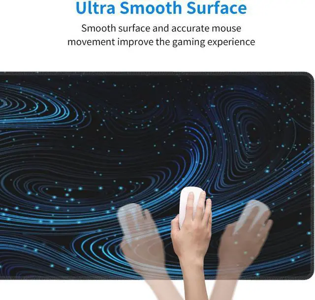 Alt view image 6 of 7 - Large Mouse Pads Black Blue Modern Abstract Fantasy Galaxy Non-Slip Rubber Base Gaming Mousepad Keyboard and Mouse Pad with Stitched Edges PC Desk Mat for Game Work Office(31.5*11.8)