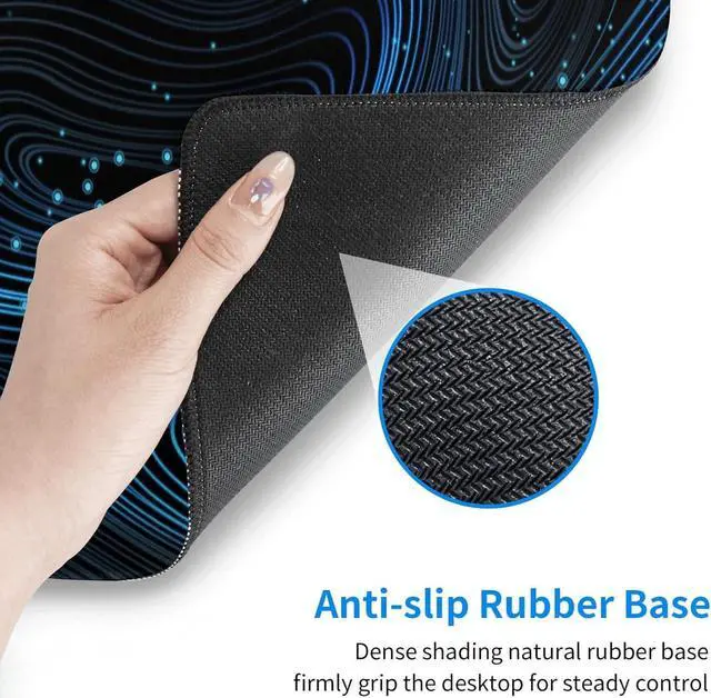 Alt view image 7 of 7 - Large Mouse Pads Black Blue Modern Abstract Fantasy Galaxy Non-Slip Rubber Base Gaming Mousepad Keyboard and Mouse Pad with Stitched Edges PC Desk Mat for Game Work Office(31.5*11.8)
