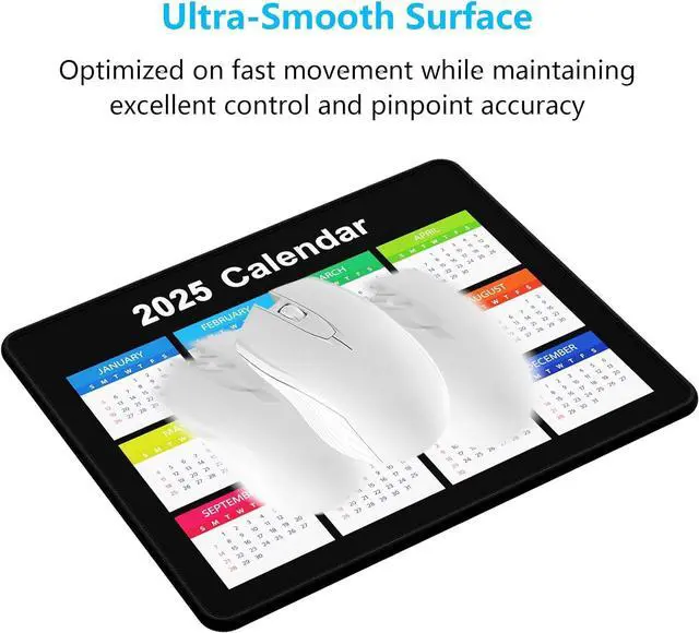 Alt view image 2 of 7 - 2025 Calendar Mouse Pad Computer Mousepad with Stitched Edges for Wireless Mouse Waterproof Mouse Mat with Non-Slip Rubber Base Ergonomic Mouse Pads for Gaming 9.8 x 7.8 in Horizontal