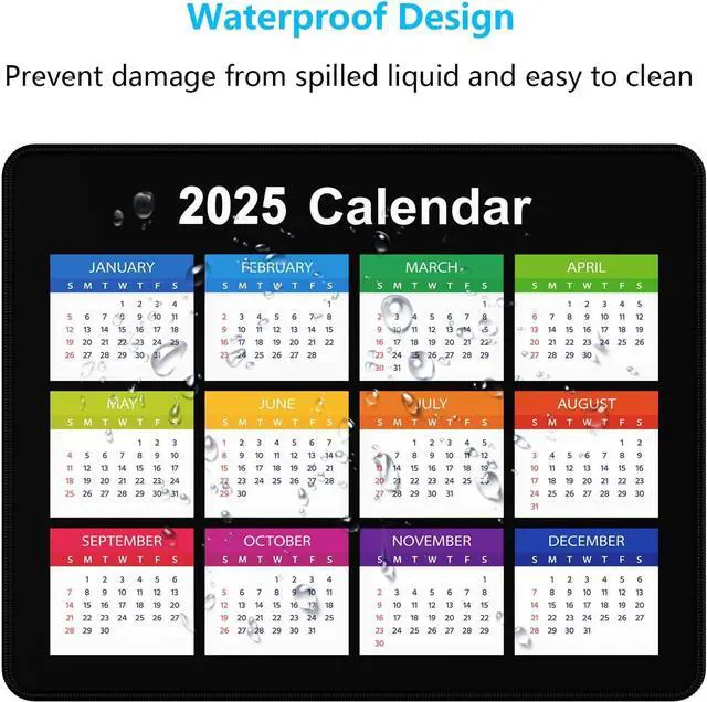 Alt view image 5 of 7 - 2025 Calendar Mouse Pad Computer Mousepad with Stitched Edges for Wireless Mouse Waterproof Mouse Mat with Non-Slip Rubber Base Ergonomic Mouse Pads for Gaming 9.8 x 7.8 in Horizontal