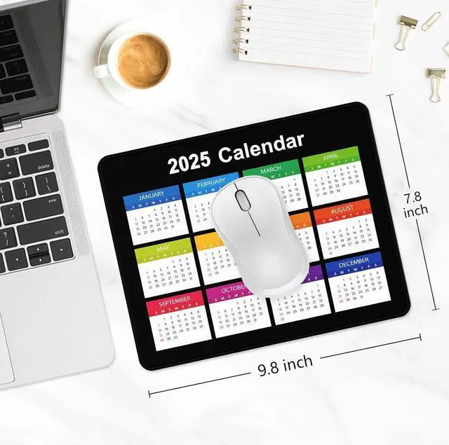 Alt view image 6 of 7 - 2025 Calendar Mouse Pad Computer Mousepad with Stitched Edges for Wireless Mouse Waterproof Mouse Mat with Non-Slip Rubber Base Ergonomic Mouse Pads for Gaming 9.8 x 7.8 in Horizontal