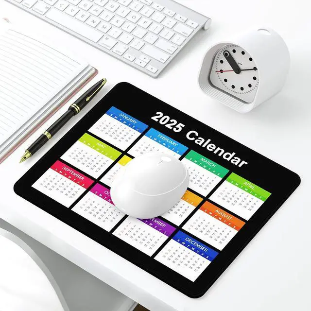 Alt view image 7 of 7 - 2025 Calendar Mouse Pad Computer Mousepad with Stitched Edges for Wireless Mouse Waterproof Mouse Mat with Non-Slip Rubber Base Ergonomic Mouse Pads for Gaming 9.8 x 7.8 in Horizontal