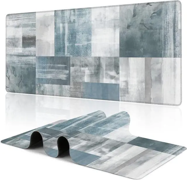 Main image of Gaming Mouse Pad Blue and Grey Abstract Art Desk Pad 31.5X15.7 Extended Gaming Mouse Pad Mat with Stitched Edge Non-Slip Base Big Mouse Pad for Office Keyboard Laptop
