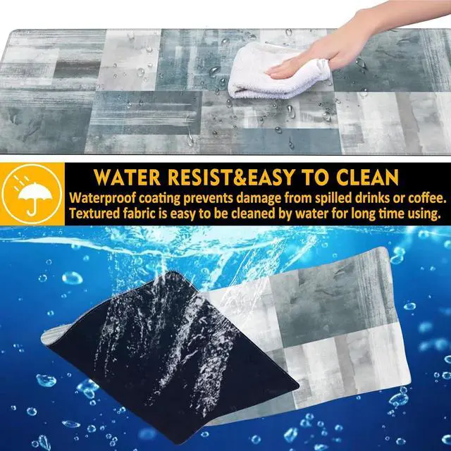 Alt view image 4 of 7 - Gaming Mouse Pad Blue and Grey Abstract Art Desk Pad 31.5X15.7 Extended Gaming Mouse Pad Mat with Stitched Edge Non-Slip Base Big Mouse Pad for Office Keyboard Laptop