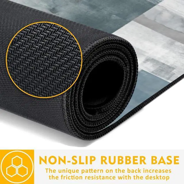 Alt view image 5 of 7 - Gaming Mouse Pad Blue and Grey Abstract Art Desk Pad 31.5X15.7 Extended Gaming Mouse Pad Mat with Stitched Edge Non-Slip Base Big Mouse Pad for Office Keyboard Laptop