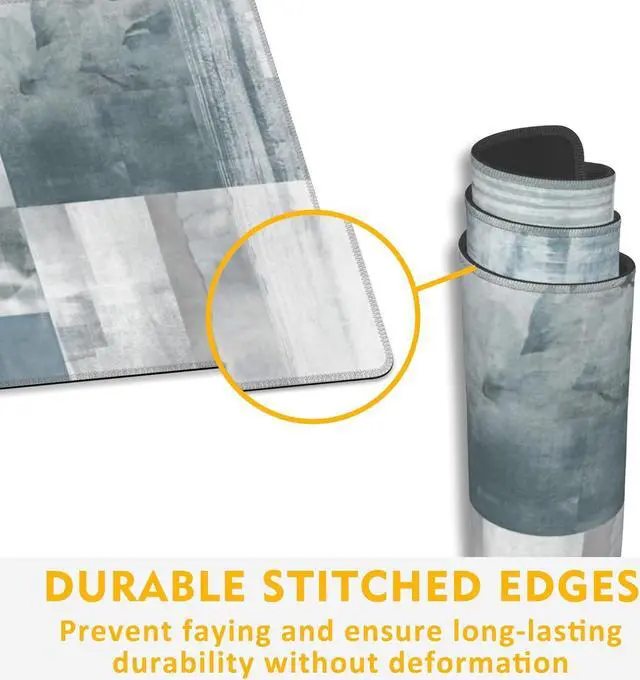 Alt view image 6 of 7 - Gaming Mouse Pad Blue and Grey Abstract Art Desk Pad 31.5X15.7 Extended Gaming Mouse Pad Mat with Stitched Edge Non-Slip Base Big Mouse Pad for Office Keyboard Laptop