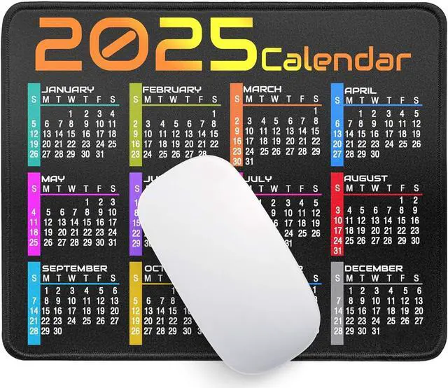 Main image of Calendar Mouse Pad with Stitched Edges Non-Slip Rubber Base Computer Mousepad Personalized for Wireless Mouse Mouse Mat for Laptop PC Office with Design (Black Calendar 2025)