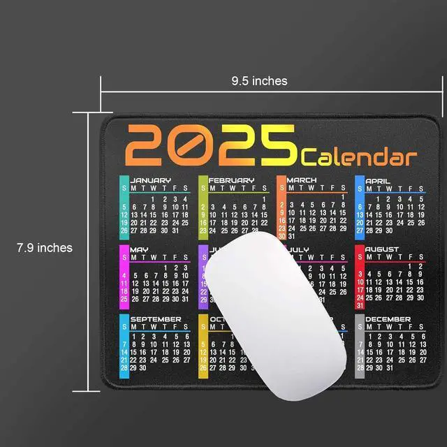 Alt view image 5 of 6 - Calendar Mouse Pad with Stitched Edges Non-Slip Rubber Base Computer Mousepad Personalized for Wireless Mouse Mouse Mat for Laptop PC Office with Design (Black Calendar 2025)