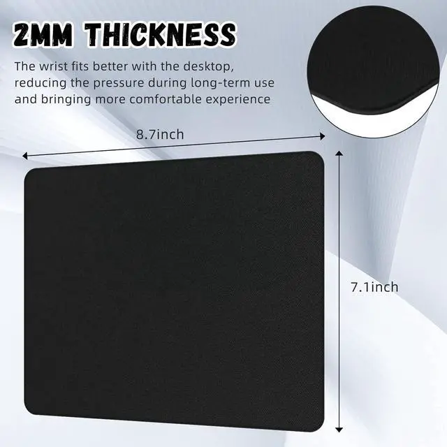 Alt view image 3 of 6 - 50 Pack Mouse Pad Bulk Computer Mouse Pad Gaming Mousepad for Computers Laptop Back to School Office Graduation Gifts with Non Slip Rubber Base(7.09 x 8.66 Inch Black)