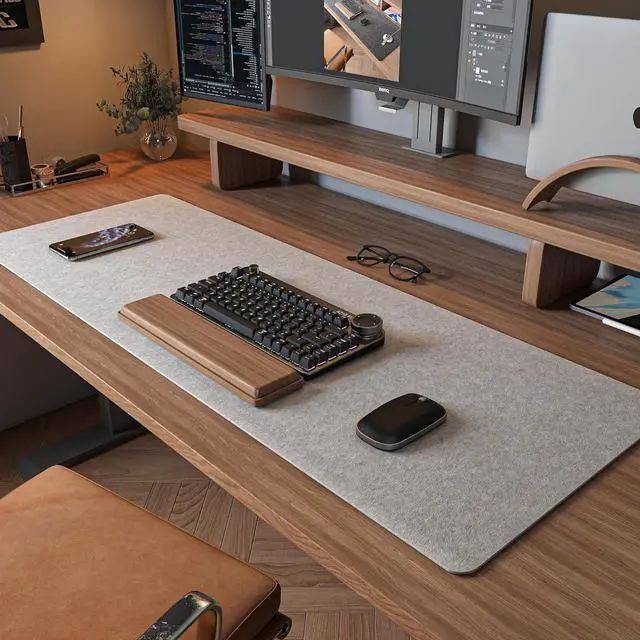 Main image of DawnTrees Felt Desk Pad Keyboard Mat (35.5x12Inches) Large Felt Mouse Pad Computer Desk Mat XL Desk Protector for Office (Light Gray)