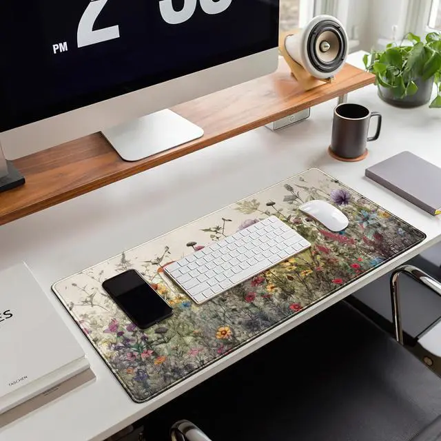 Alt view image 5 of 7 - Watercolor Flowers Desk Mat Floral Boho XL Mouse Pad Large Mousepad Extended Vintage Aesthetic Laptop Keyboard Mat Cute Gaming Desk Pad Mouse Mat 31.5x11.8 Office Desk Decor for Women