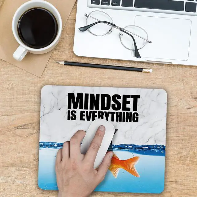 Alt view image 6 of 6 - Mindset is Everything Inspirational Quotes Goldfish Shark Pattern Mouse Pad 9.4x7.9 Inch Non-Slip Rubber Base Mousepads for Dorm Office Home Desk Decor