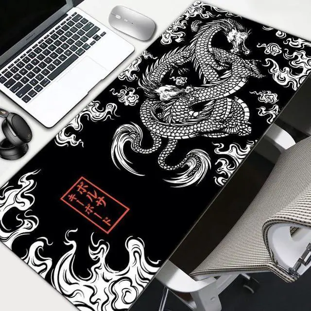 Alt view image 2 of 6 - XL Gaming Mouse pad/Desk mat hinese Dragon Mouse pad Stitched EdgesWaterproof Comfortable Mouse pad with Non-Slip Rubber Base for Computer | Laptop | Office & Home | 31.5x11.8in