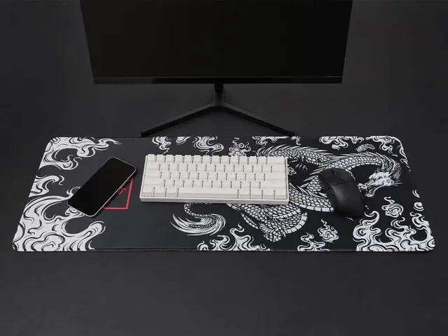 Alt view image 6 of 6 - XL Gaming Mouse pad/Desk mat hinese Dragon Mouse pad Stitched EdgesWaterproof Comfortable Mouse pad with Non-Slip Rubber Base for Computer | Laptop | Office & Home | 31.5x11.8in