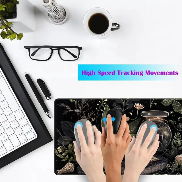 Alt view image 3 of 7 - Dark Academia Desk Mat Mouse Pad XL Extended Large Gaming Desk Pad Mousepad Mystical Green Plant Computer Laptop Keyboard and Mouse Mat Desktop Protector Mat for Women Girl Office 31.5x11.8 in